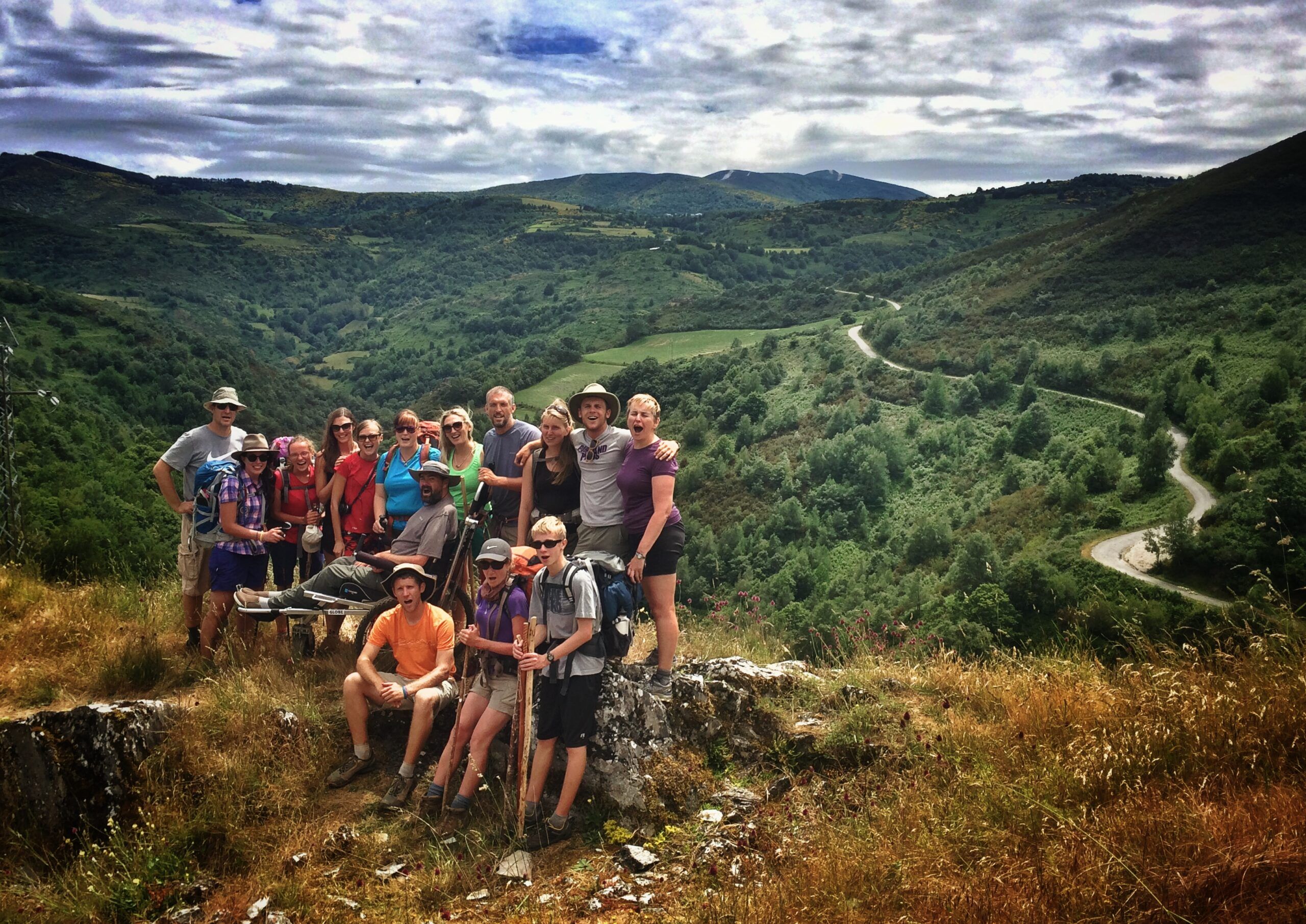 Patrick Gray and Justin Skeesuck along with friends they met on the Camino