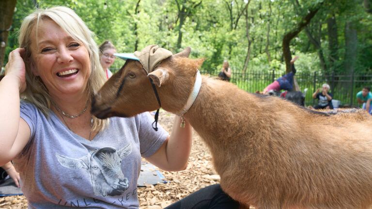 Angela Friis and her goat Wally; photo by Matthew Gilson