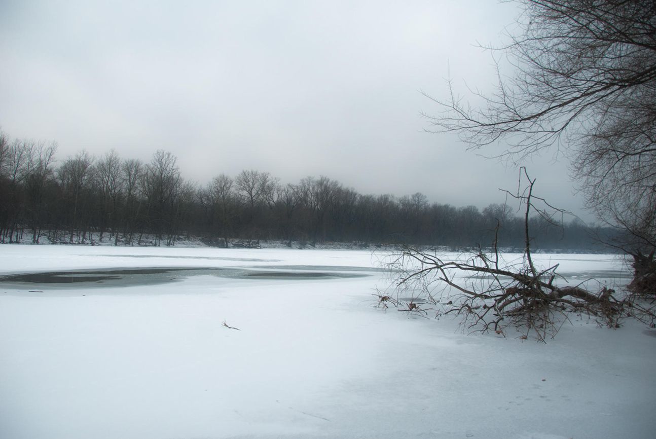 A frozen scene at Valley Forge National Park