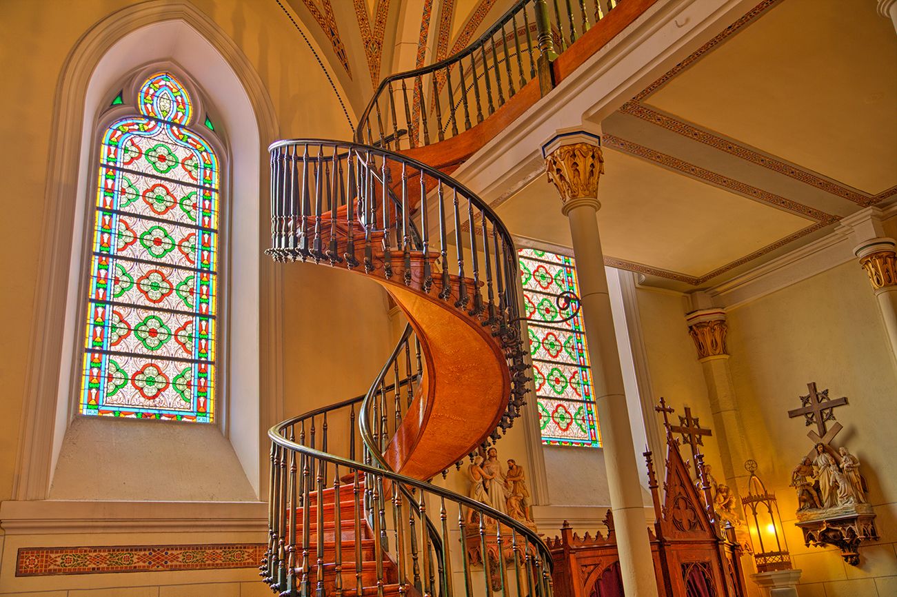 The miraculous staircase at the Loretto Chapel in Santa Fe, New Mexico