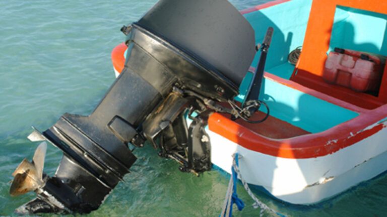 A motorboat with an outboard motor