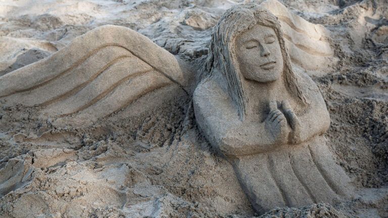 Angel sand sculpture, Aguadilla Beach, Aguadilla, Puerto Rico.